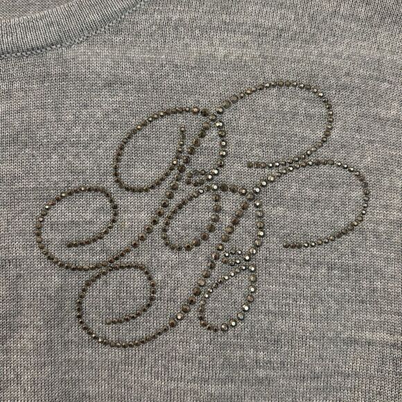 Brooks Brothers Women 100% merino wool logo gray knit sweater lightweight medium - Picture 3 of 6